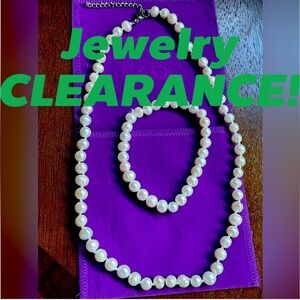 NWOT SET! KAORI CULTURED PEARL 18” NECKLACE W/2” Extender & STRETCHABLE BRACELET